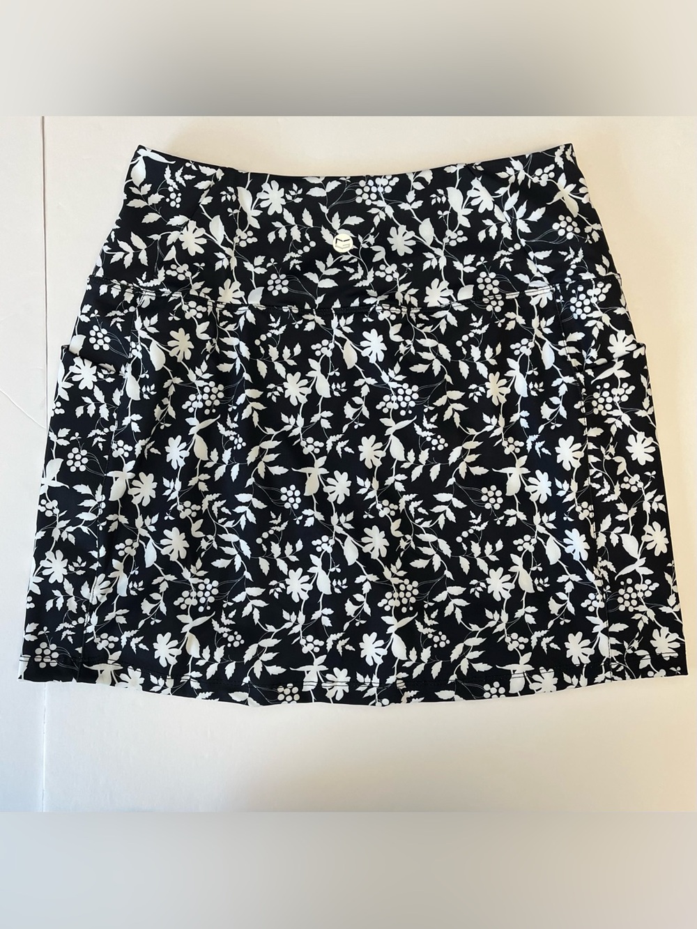 Womens Athletic Skort Small Black White Print Pockets Golf Tennis G Gradual